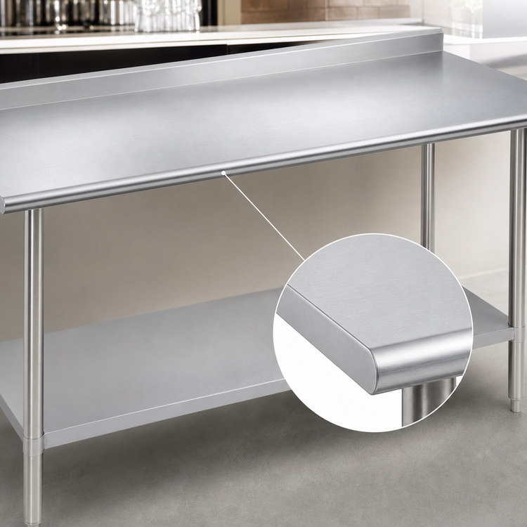 Product image #3 for Duke 108 x 24-Inch Stainless Steel Underbar Work Table with 1-1/8-Inch Riser and Undershelf