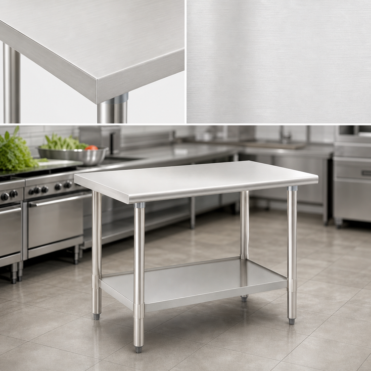 Product image #3 for Deluxe Series Stainless Steel Work Table with Adjustable Undershelf, 108 x 30 Inches