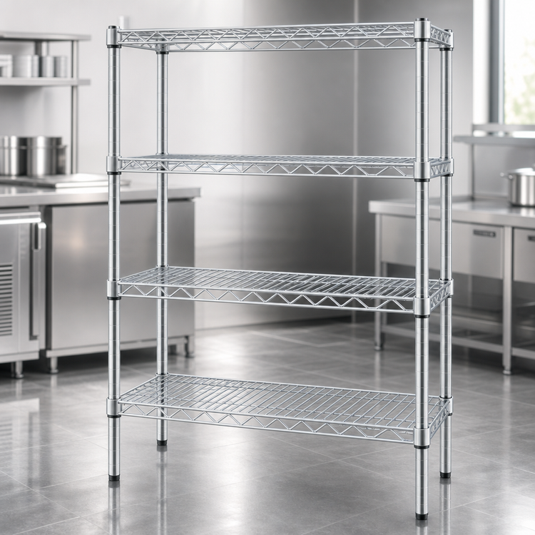 Product image #3 for EAGLEbrite 4-Tier Stationary Wire Shelving Starter Unit with QuadTruss, 42W x 21D x 63H, Zinc Finish
