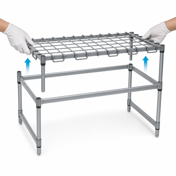 Product image #3 for Eagle Group Chrome Wire Dunnage Rack with Removable Wire Assembly, 30 x 18 x 14 Inches, 1600 lb. Capacity