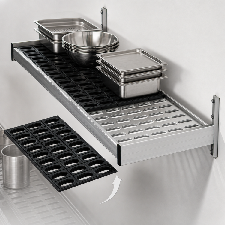 Product image #3 for Fermod Vented Wall Shelving Unit, 59W x 14D, Deep Anodized Aluminum