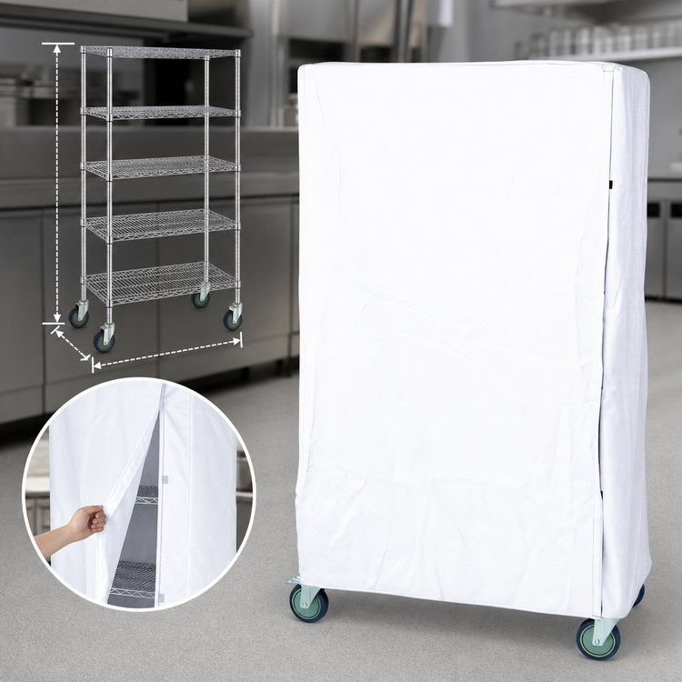 Product image #3 for Quantum 18 x 36 x 63 Inch White 400 Denier Nylon Wire Cart Cover with Velcro Flap