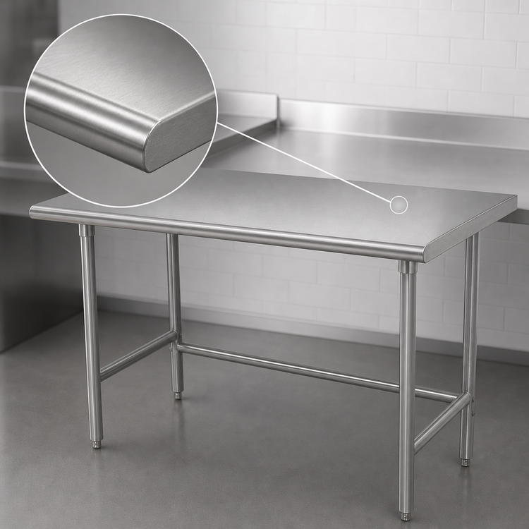 Product image #3 for Advance Tabco 84-Inch x 30-Inch 304 Stainless Steel Flat Top Open Base Work Table