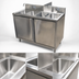 Thumbnail image #3 for BK Resources Four-Compartment Stainless Steel Sink Cabinet with Hinged Doors and Splashguard Divider