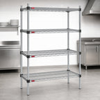 Thumbnail image #3 for Eagle Group Valu-Master F2QA2-74-2436V 4-Tier Stationary Wire Shelving Starter Unit, Mixed Standard and Adjustable Shelves, 36"W x 24"D x 74"H, Gray