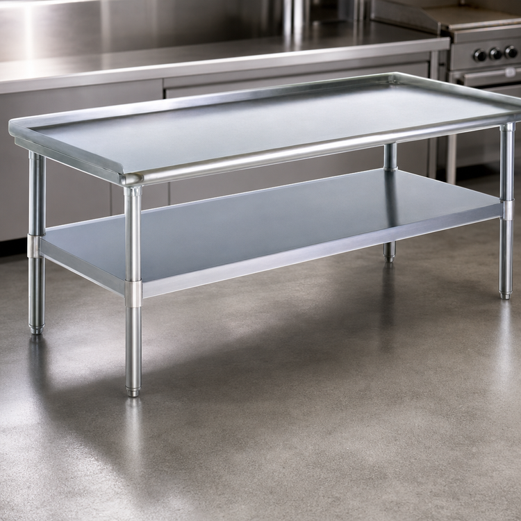 Product image #3 for Eagle Group 84-3/8 Inch Stainless Steel Griddle/Equipment Stand with Open Base and Adjustable Undershelf