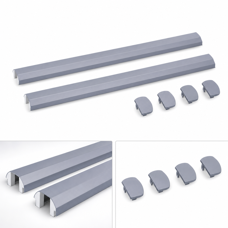 Product image #3 for Quantum 120-Inch Aluminum Overhead Track Kit with (2) 10-Foot Tracks and (4) End Plates