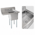 Thumbnail image #3 for Omcan 1-Compartment Floor Model Pot Sink with Left-Hand Drainboard, 18-Gauge 304 Stainless Steel, Galvanized Legs