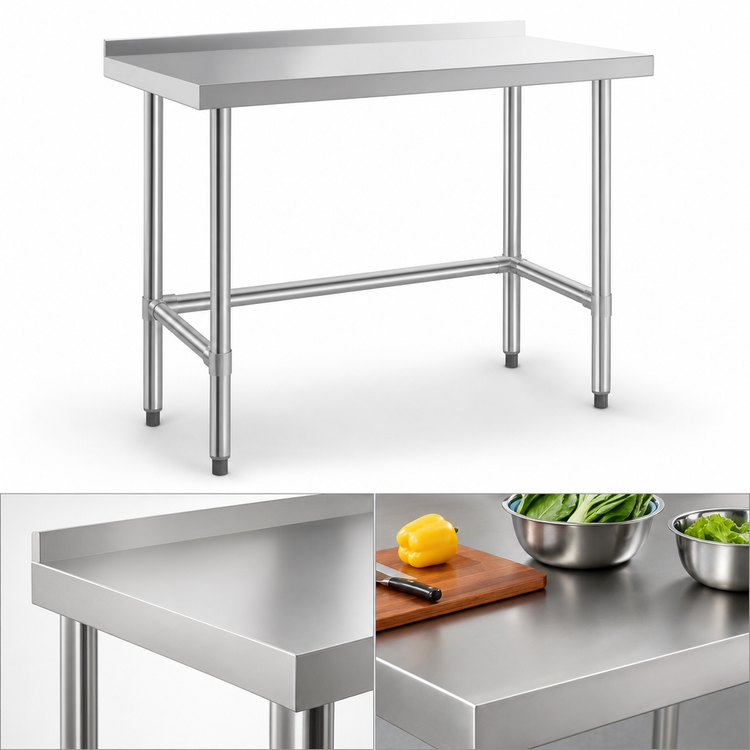 Product image #3 for 30 Inch x 30 Inch Corner Open Base 18 Gauge 304 Stainless Steel Work Table