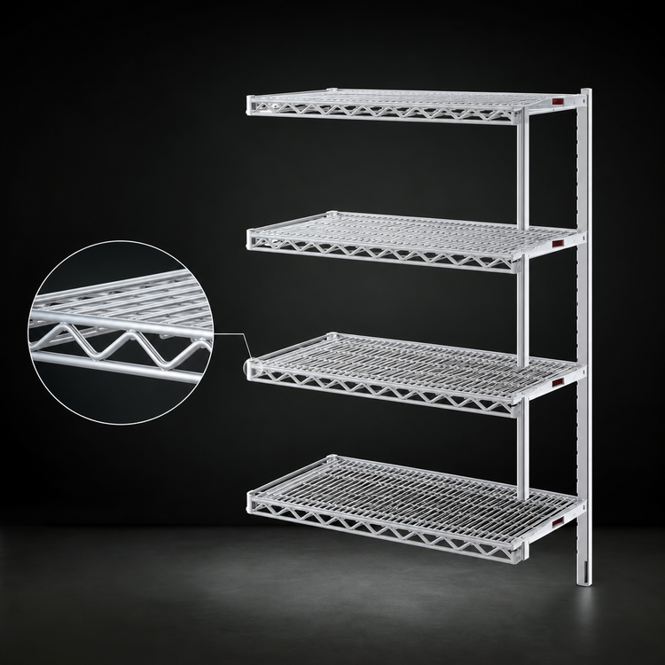 Product image #3 for Eagle Group 4-Tier Add-On Wire Shelving Unit, 36 x 21 x 74 Inches, Stainless Steel Finish