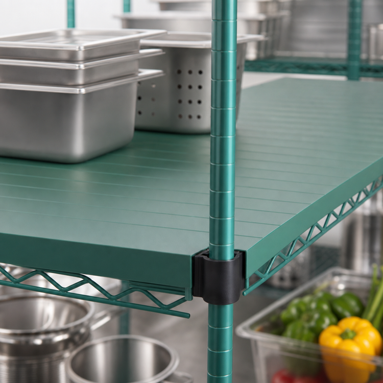 Product image #3 for Eagle Group QuadPlus Solid Polymer Shelf Mat with Quad-Adjust Wire Frame, 72 x 24 Inches, Green