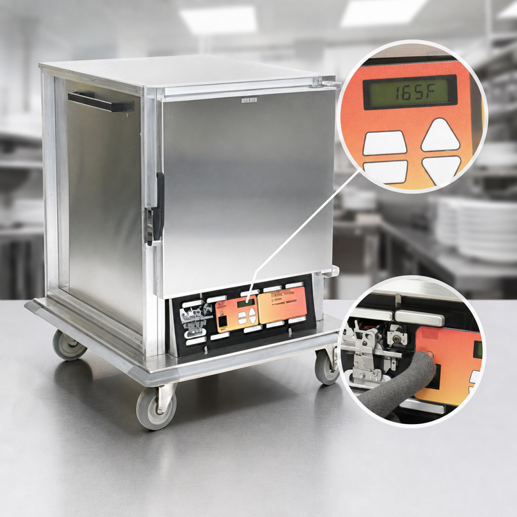Product image #3 for Panco Narrow Half-Size Heated Holding Cabinet with Solid Door and Wire Universal Slides