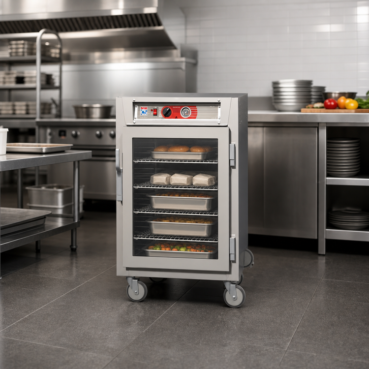 Product image #3 for Metro C5 6 Series Half-Height Mobile Heated Holding Cabinet with Tempered Clear Glass Doors and Universal Wire Slides