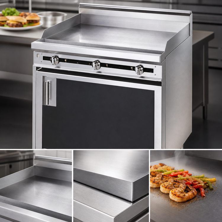 Product image #3 for Titan JTRH-12GT 12" Heavy Duty Gas Griddle Top Range with Thermostatic Controls and Cabinet Base