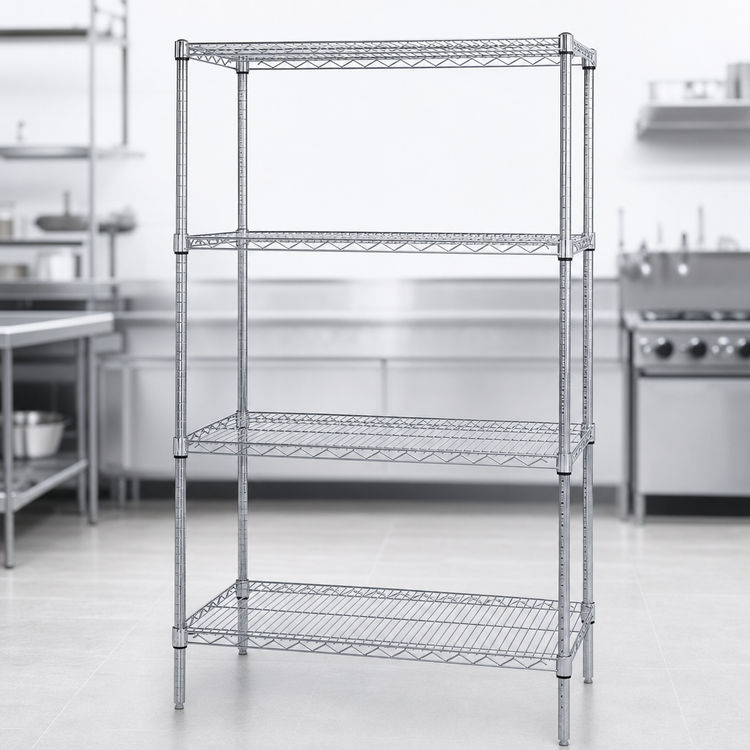 Product image #3 for Quantum 24" x 24" x 54" Wire Shelving Starter Kit, 4-Shelf Chrome Plated Stationary Unit