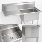 Thumbnail image #3 for BK Resources BKS-1-1824-14-24L 1-Compartment Commercial Sink, 18" x 24" x 14" Bowl, Left 24" Drainboard, 9" Backsplash