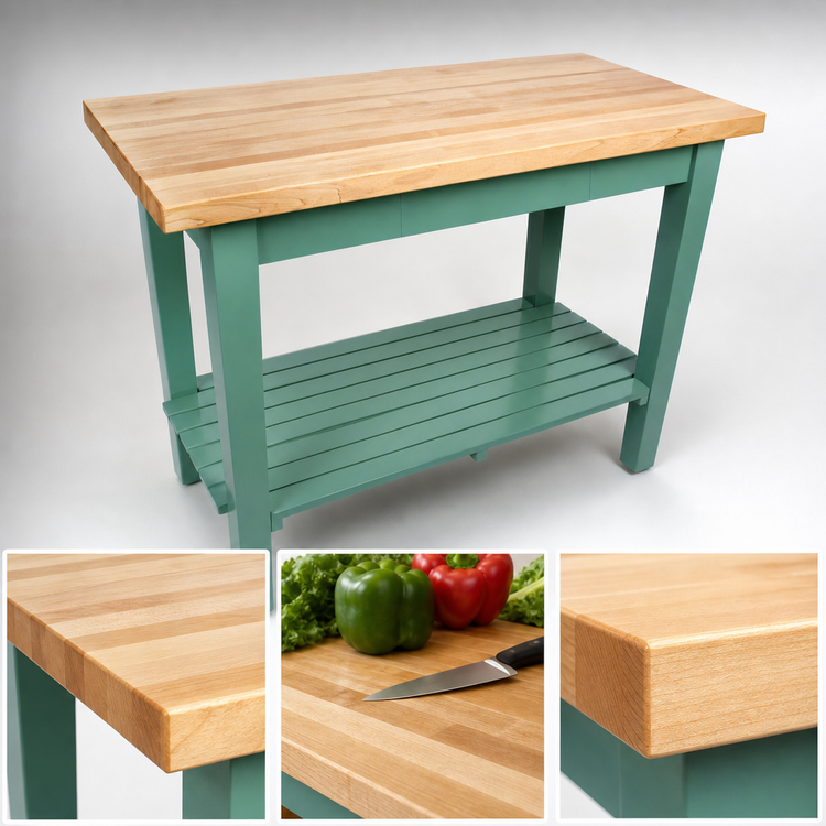 Product image #4 for John Boos Classic Country 48" x 25" Edge Grain Maple Wood Top Work Table with Open Undershelf