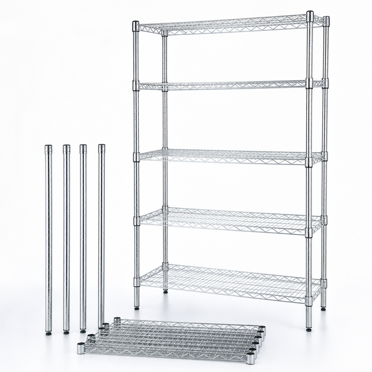 Product image #3 for Quantum 48"W x 12"D x 54"H Stainless Steel Wire Shelving Starter Kit, 5 Shelves