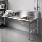 Thumbnail image #3 for BK Resources BKSDT6-48-R-SS 48-Inch Straight Soiled Dishtable, Right-to-Left, 16-Gauge 304 Stainless Steel, 10-Inch Backsplash, 20 x 20 x 8-Inch Sink