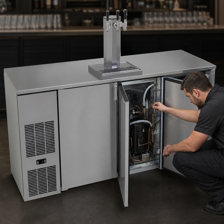 Product image #3 for Glastender KC72 72-Inch Bar Profile One-Zone Front-Serviced Keg Cooler with 2 Hinged Locking Doors