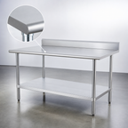 Thumbnail image #3 for Sapphire Manufacturing SMTB-3072G 72" x 30" Stainless Steel Work Table with 18/400 Top, 5" Backsplash and Galvanized Undershelf
