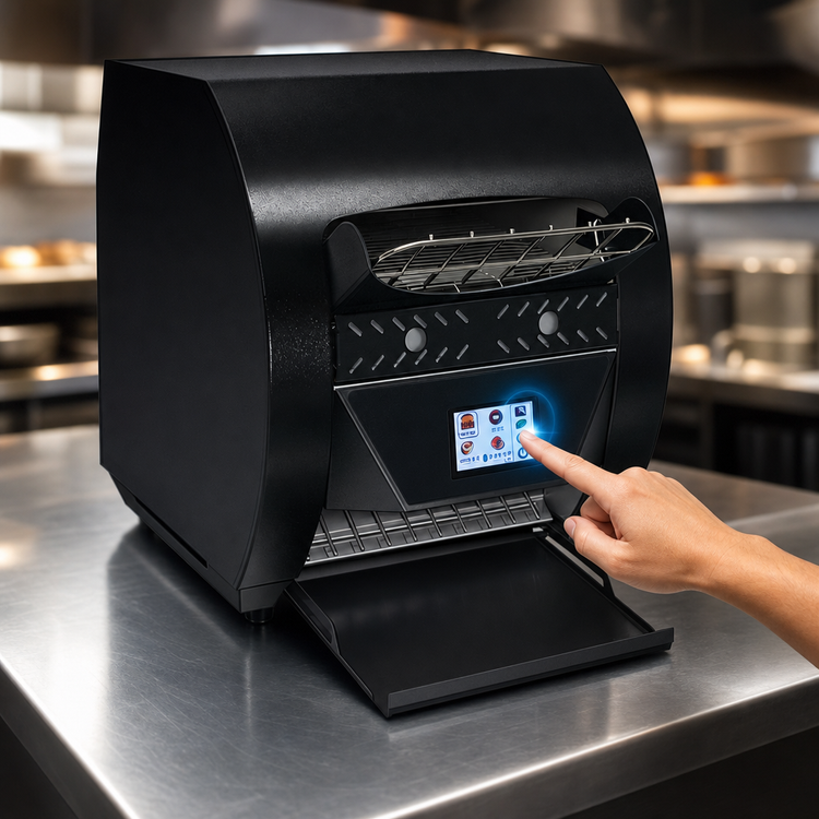 Product image #3 for Hatco Toast-Qwik Countertop Horizontal Conveyor Toaster, Touchscreen, 240V, Designer Black