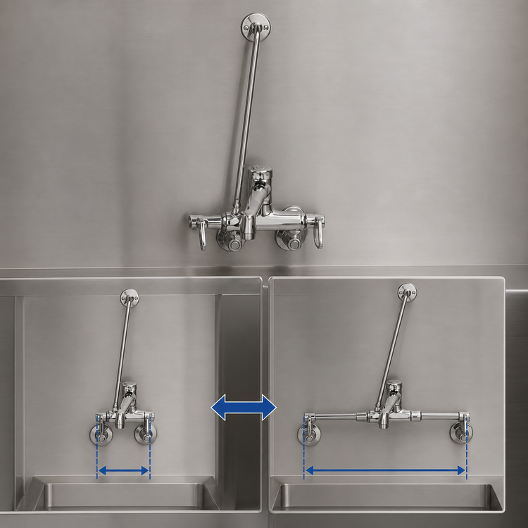Product image #3 for T&S Brass B-0667-POLM Adjustable Wall-Mount Service Sink Faucet with Vacuum Breaker Nozzle and Pail Hook