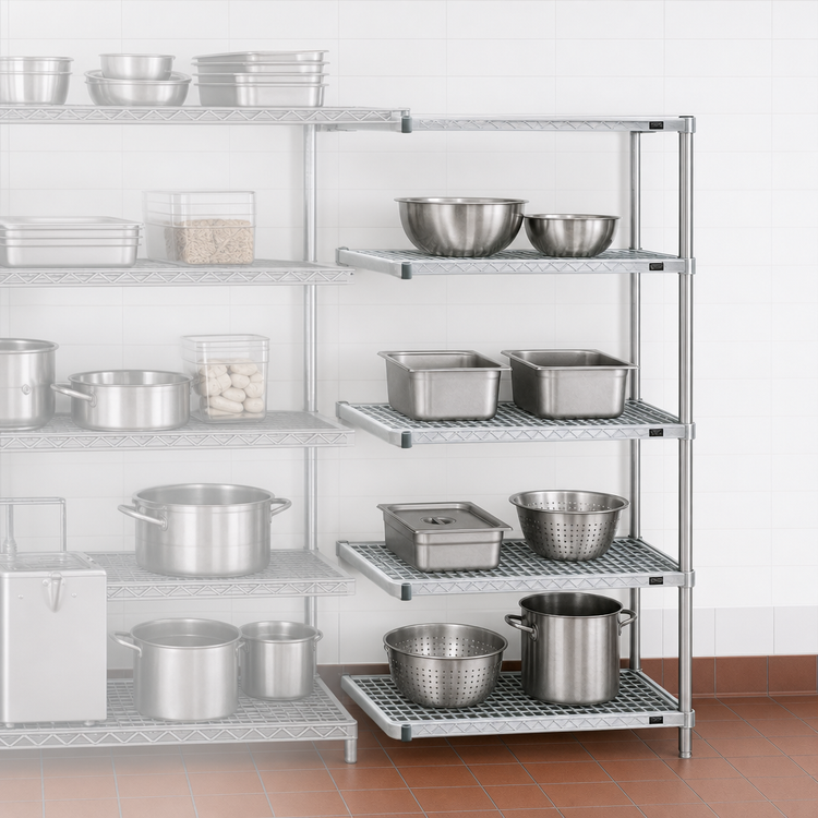 Product image #3 for Eagle Group 4-Tier Add-On Wire Shelving Unit, 24 x 24 x 63 Inches, Stainless Steel Finish