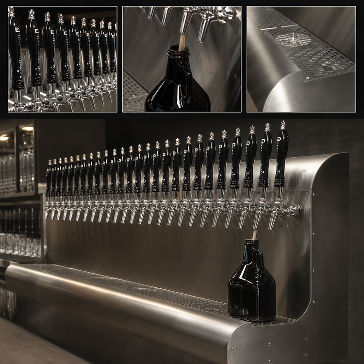Product image #3 for Perlick Modular Wall-Mount Air-Cooled 23-Faucet Draft Beer Dispensing Tower, 69 Inch Wide