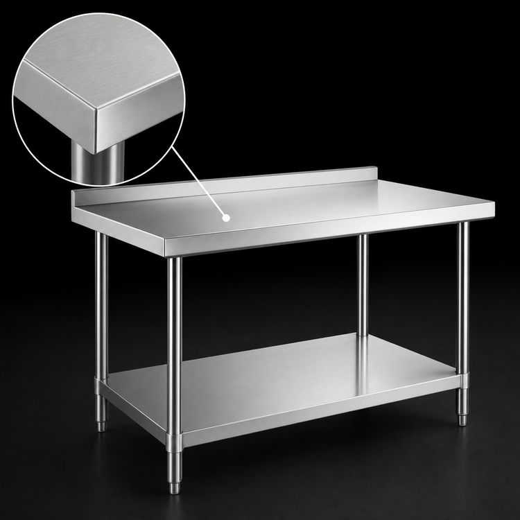 Product image #3 for Steel Works Stainless 72 Inch x 18 Inch Stainless Steel Work Table with 2 Inch Backsplash and Undershelf