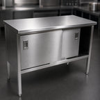 Thumbnail image #3 for John Boos EBSS4-30144 Enclosed Stainless Steel Work Table with Sliding Doors, 144 x 30 in, 14-Gauge 300-Series Top
