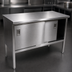 Thumbnail image #3 for John Boos Enclosed Work Table with Sliding Doors, 144 x 30 Inches, 14-Gauge Stainless Steel Flat Top