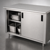Thumbnail image #3 for Advance Tabco Enclosed Work Table with Cabinet Base and Sliding Doors, 84 x 30 Inches, 14-Gauge 304 Stainless Steel Top
