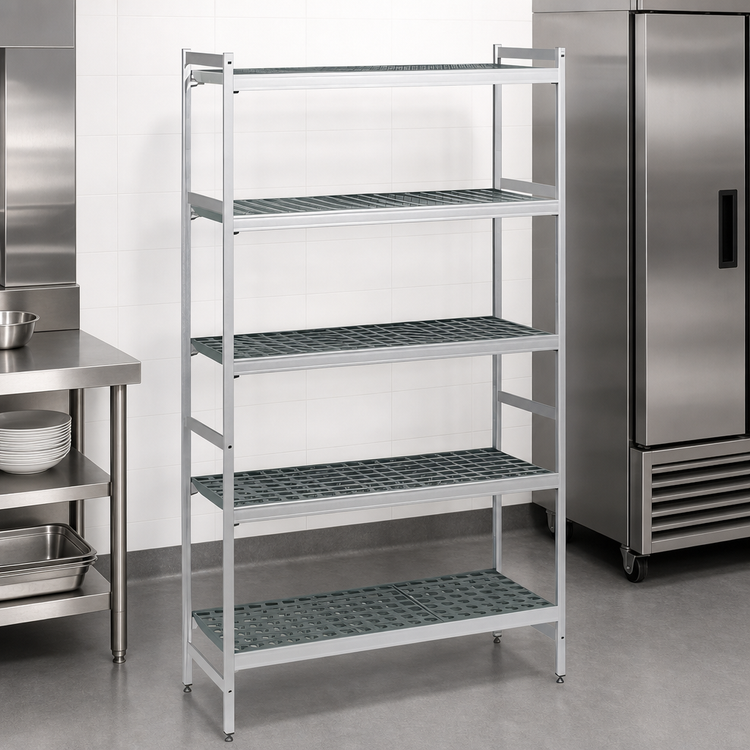 Product image #3 for Fermostock 5-Tier Starter Polymer Shelving Unit with Removable Inserts, 83-Inch H x 26-Inch W x 18-Inch D