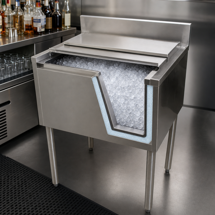 Product image #4 for BK Resources 48-Inch Underbar Insulated Ice Bin with 10-Circuit Aluminum Cold Plate, 140 lb Capacity