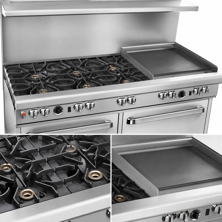 Product image #3 for Southbend Ultimate 60-Inch Gas Restaurant Range with 4 Burners, 36-Inch Griddle, Standard Oven and Cabinet Base