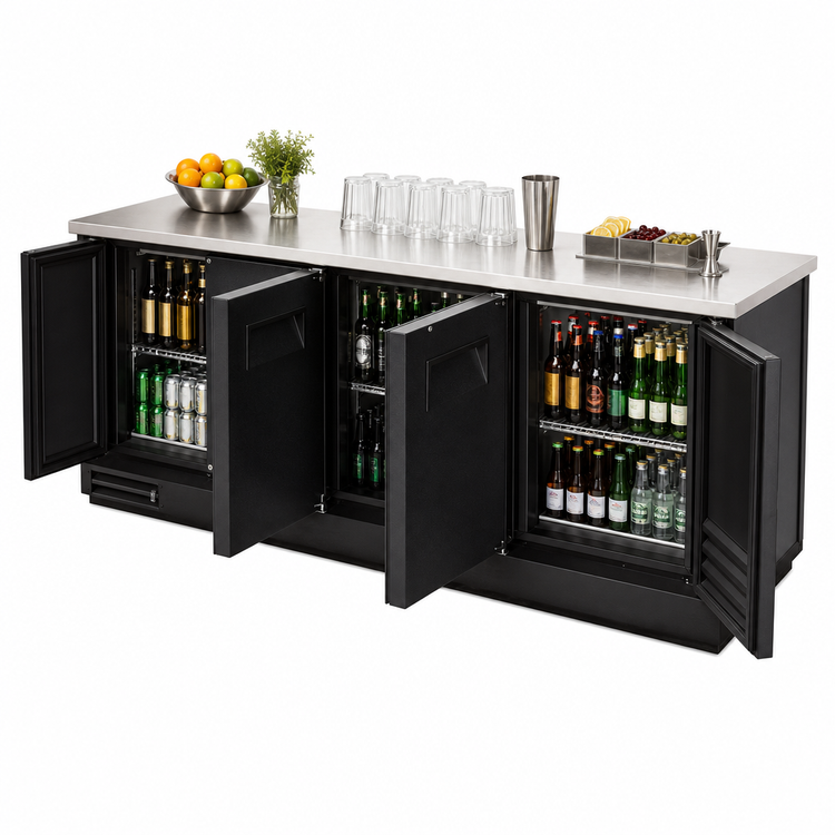 Product image #3 for True Pass-Thru Three-Section Back Bar Cooler with 6 Solid Swing Doors