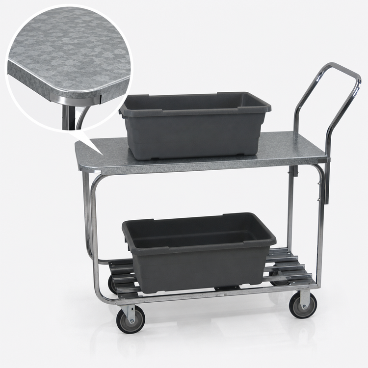 Product image #4 for Channel 2-Shelf Galvanized Deck Stocking/Marking Truck with Chrome-Plated Steel Construction