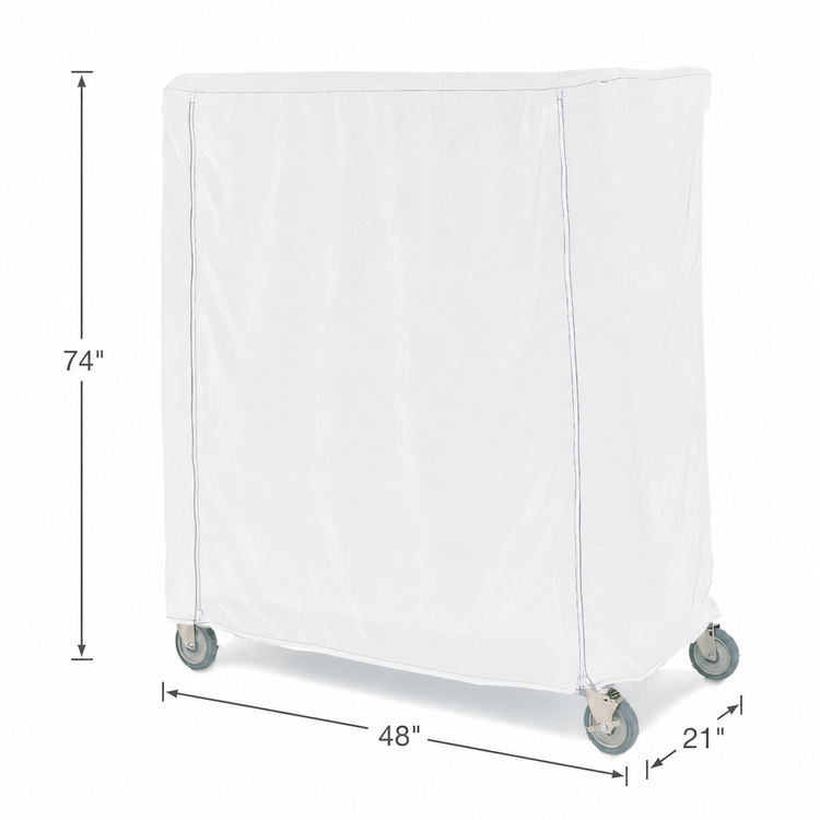 Product image #3 for Metro 48 x 21 x 74 Inch White Cart Cover for Queen Mary & Banquet Carts