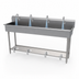 Thumbnail image #3 for Advance Tabco FS-FM-80FV 4-Station Freestanding Toe-Push Hand Wash Sink, 80 Inch Wide, 14-Gauge 304 Stainless Steel