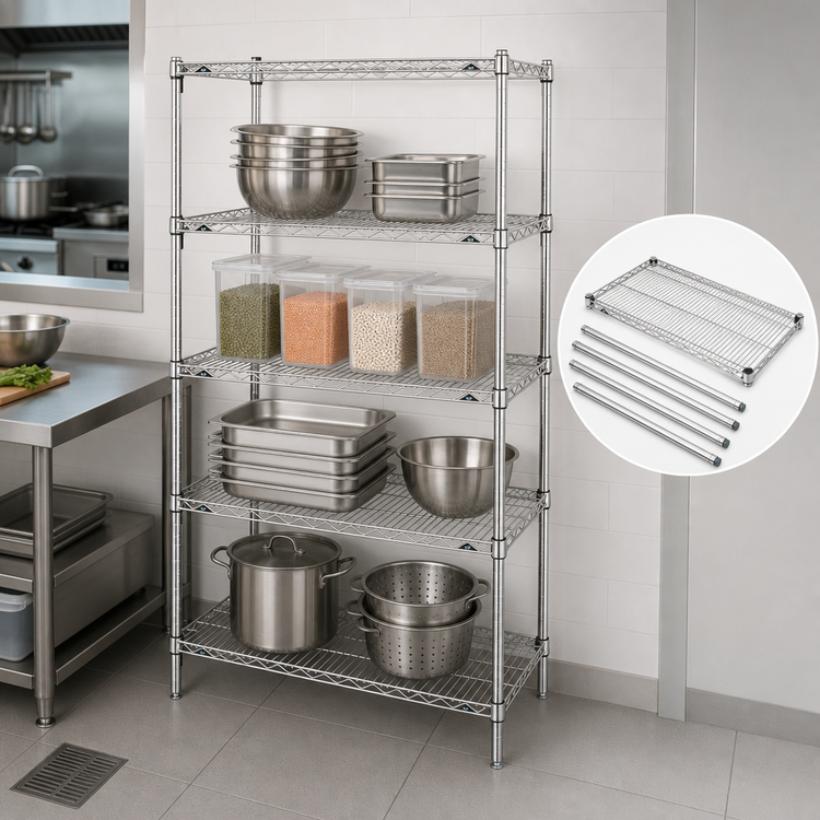 Product image #3 for 24" W x 21" D x 63" H Chrome-Plated Wire Shelving Starter Unit with 4 Shelves