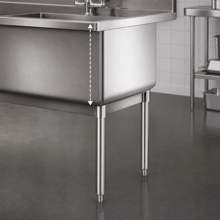 Product image #3 for Stainless Steel Sink Leg Upgrade Set for 12-Inch Deep Bowls with Bullet Feet