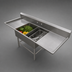 Thumbnail image #3 for John Boos Pro-Bowl 2-Compartment Bakery Sink with 20 in. Left & Right Drainboards, 12 in. Deep Bowls