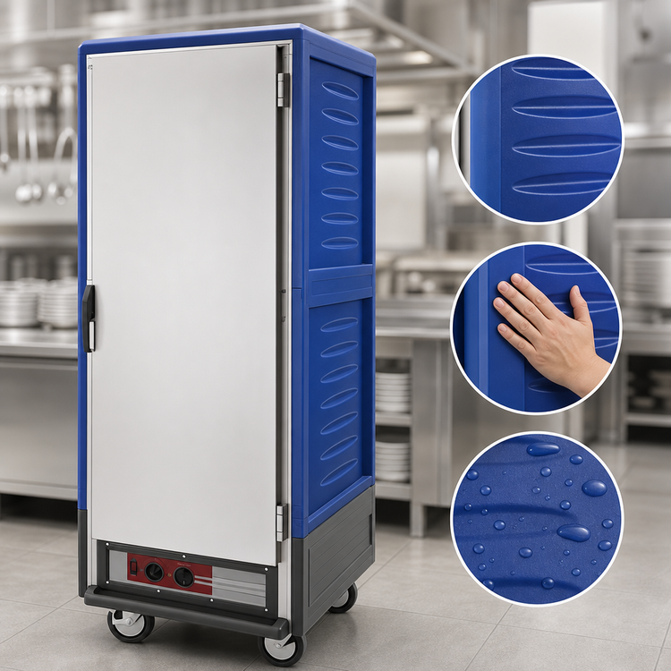 Product image #3 for Metro C5 3 Series Full Height Mobile Heated Holding and Proofing Cabinet with Full-Length Solid Door, Blue Insulation Armour