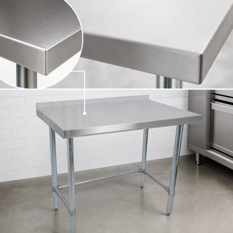 Product image #3 for BK Resources 30 x 30 Inch Stainless Steel Open Base Riser Top Work Table