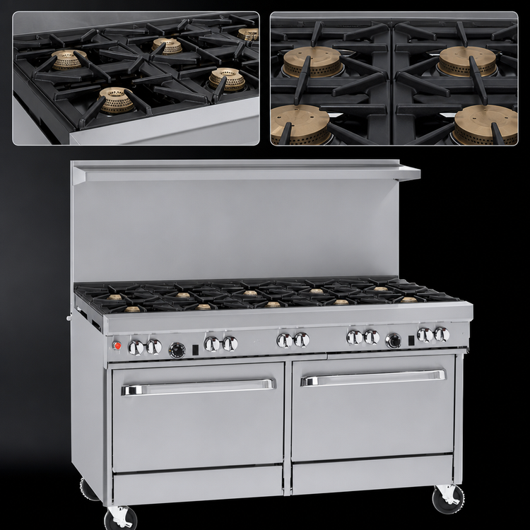 Product image #3 for Southbend Ultimate 60-Inch Commercial Gas Restaurant Range with 8 Open Burners and 2 Cabinets