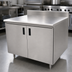 Thumbnail image #3 for Advance Tabco Enclosed Stainless Steel Work Table with Cabinet Base, Mid-Shelf, Hinged Doors, 48 x 24 Inch, 5-Inch Backsplash