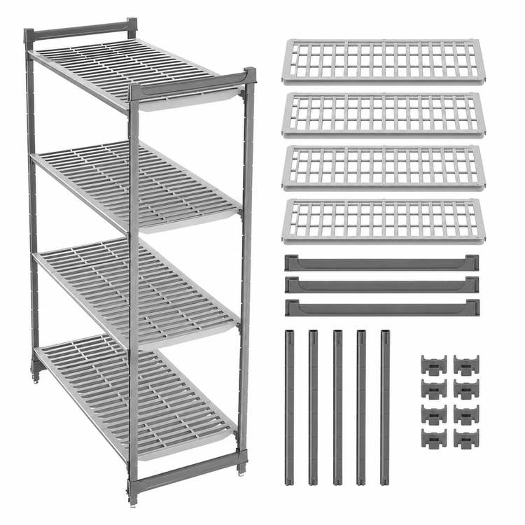 Product image #3 for Cambro Camshelving Basics Plus 4-Shelf Stationary Starter Unit, 18-Inch Deep x 30-Inch Wide x 84-Inch High, Vented, Brushed Graphite
