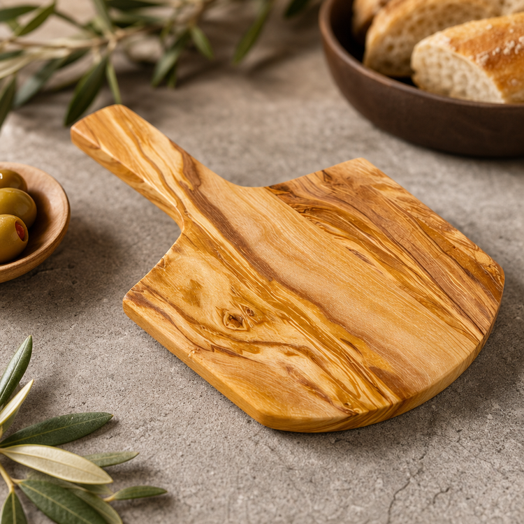 Product image #3 for American Metalcraft 9 x 8 Inch Olive Wood Rectangular Serving Peel with Short Handle