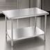 Thumbnail image #3 for Advance Tabco 48-Inch x 30-Inch 304 Stainless Steel Top Work Table with Adjustable Galvanized Undershelf